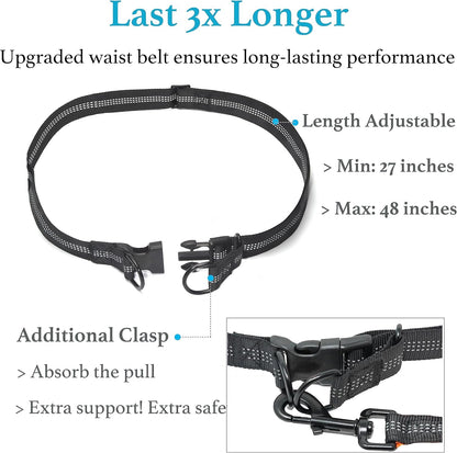 Iyoshop Retractable Hands Free Dog Leash - Dual Handle Bungee Waist Leash for Small, Medium and Large Dogs (Medium/Large, 25-150 Lbs, Black)3