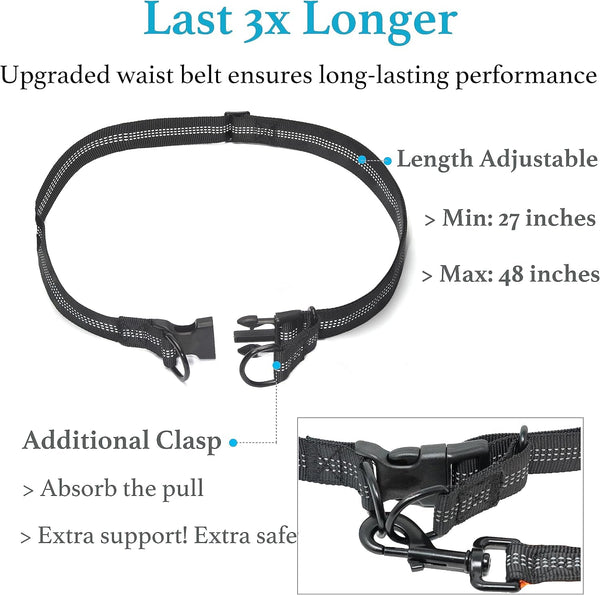 Iyoshop Retractable Hands Free Dog Leash - Dual Handle Bungee Waist Leash for Small, Medium and Large Dogs (Medium/Large, 25-150 Lbs, Black)3