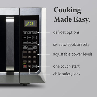 1.3 Cu. Ft. Countertop Microwave Oven – 1100 Watts Power, Auto Cook Settings, Defrost, Easy Clean and Child Safety Lock - Stainless3