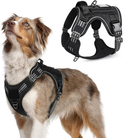 Rabbitgoo Tactical Dog Harness for Large, No Pull Military Service Vest | Molle & Handle, Heavy Duty, Adjustable, Reflective Straps, Easy Control for Training Walking, Black, Large32
