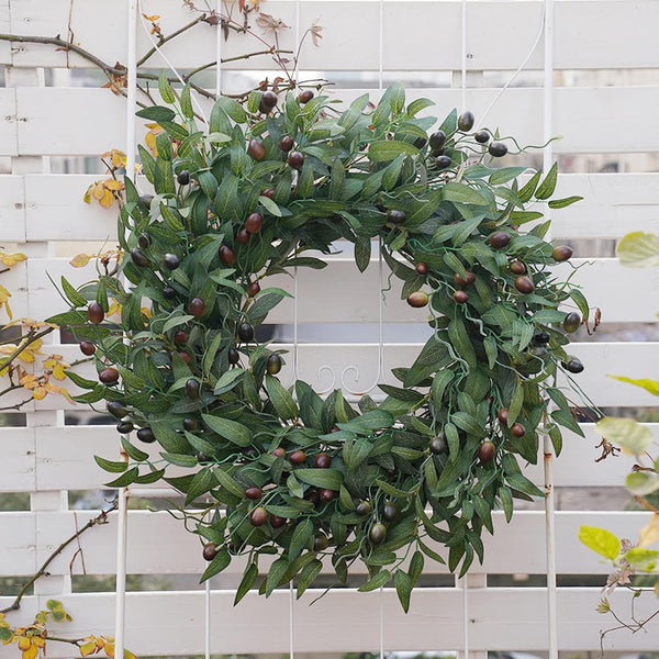 Olive Wreath 26 Inch Wreaths for Front Door with Purely Handmade Realistic Dense Olive Leaf Olive Berry, Elegant Home Decor Wreath Ideal for Front Door, Hallways, Any Area You Want to Brighten7