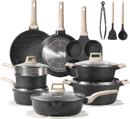 21Pcs Nonstick Pots and Pans Set, Cookware Sets, with Egg Pan | Induction Kitchen Cooking Set, Easy Clean, Even Heating, Stay Cool Handle, Induction Compatible1