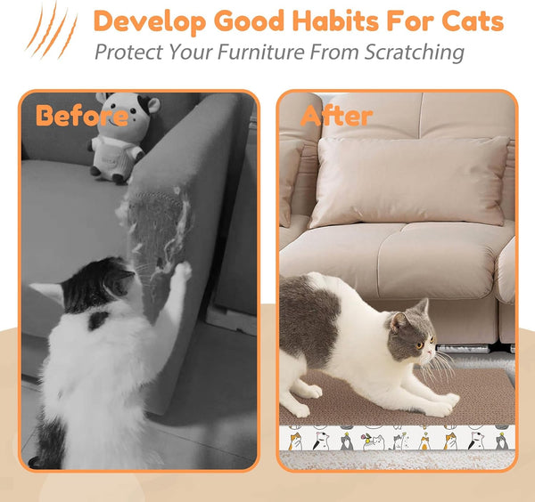 Patiencet Cat Scratch Pad with Box, 4 Pack Cardboard Cat Scratcher Lounge Bed for Indoor Cats, Reversible Corrugated Scratching Board Refill with Catnip6