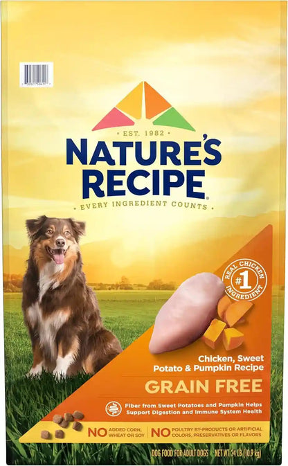 Nature’S Recipe Grain Free Chicken, Sweet Potato & Pumpkin Recipe Dry Dog Food, 24 Lb. Bag1