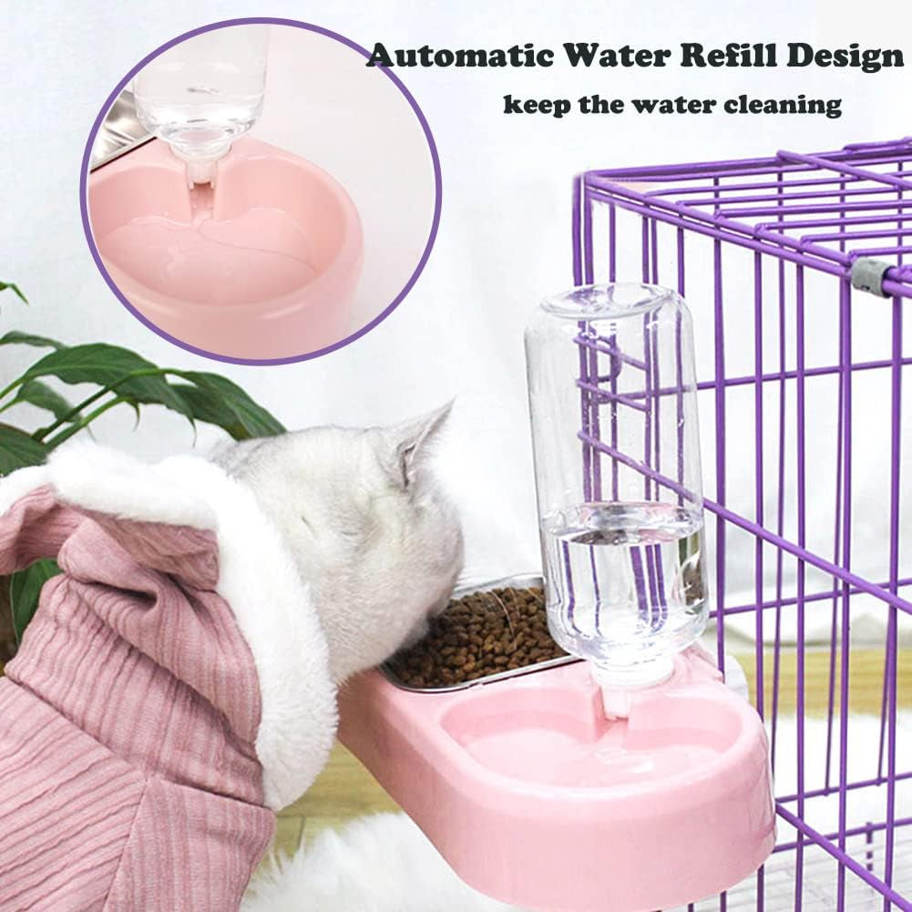 love-dream-crate-dog-bowl-no-spill-kennel-hanging-pet-food-water-bowl-set-automatic-water-dispenser-and-removable-stainless-steel-bowls-raised-double-bowls-for-indoor-cats-rabbit-small-medium-dogs