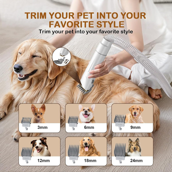 Dog Grooming Vacuum, Dog Grooming Kit, 3 Suction Modes Dog Brush Vacuum with 5 Pet Grooming Tools (Off-White)6