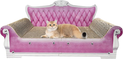 Luxury Cardboard Cat Scratcher Sofa Bed, Couch Shaped Scratching Board, Scratch Lounge with Catnip, Scratcher for Indoor Cats Large Grey13