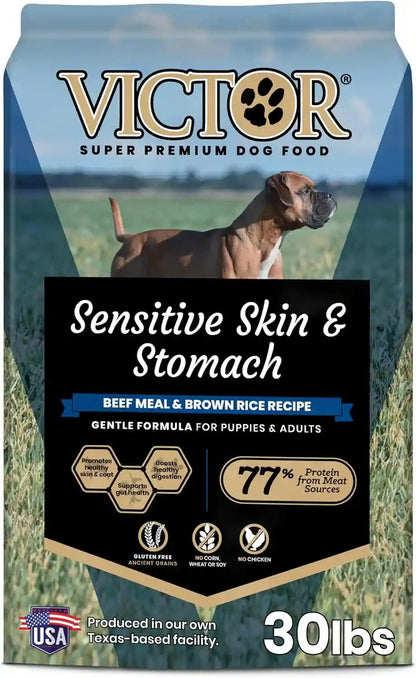 VICTOR Super Premium Dog Food — Sensitive Skin and Stomach — Salmon Meal & Brown Rice Recipe Dry Kibble — Gluten Free, No Chicken, Ideal for Dogs with Allergies — Adult and Puppy Food, 5 Lb15