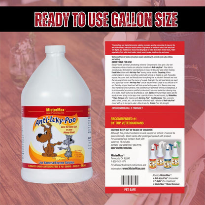 Mister Max anti Icky Poo Pet Urine Enzyme Cleaner, Original Scent, 1 Gallon | Feces Odor Remover, Enzymatic Cleaner for Dog & Cat Urine, Pet Odor Remover Spray3