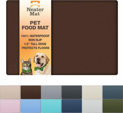 Neater Pet Brands Neater Mat Pet Mats for Food and Water, Cat & Dog Bowl Mat Waterproof Silicone, Feeding Tray, Dog Food Mats for Floors, Placemat W/Raised Edge for under Bowls, 16” X 10”, Cappuccino15