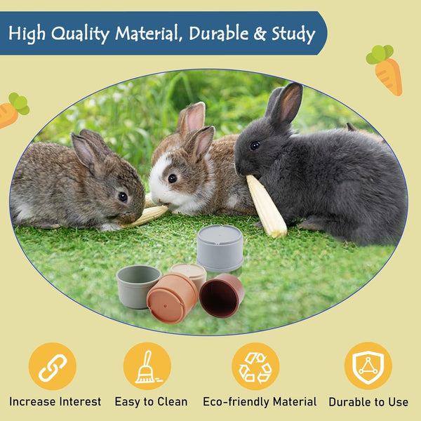 8 Pcs Stacking Cups for Rabbits Guinea Pig Reusable Multi-Colored Bunny Toy Rabbit Toys of Different Sizes, Safe Plastic Nesting Toys for Bunny Small Animals Hiding Food and Playing5