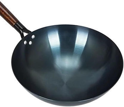 Traditional Iron Wok Stir Fry Pan 34Cm Single Handle Uncoated round Bottom for Home Restaurant Cooking 2Mm Thick Chinese (36Cm)7