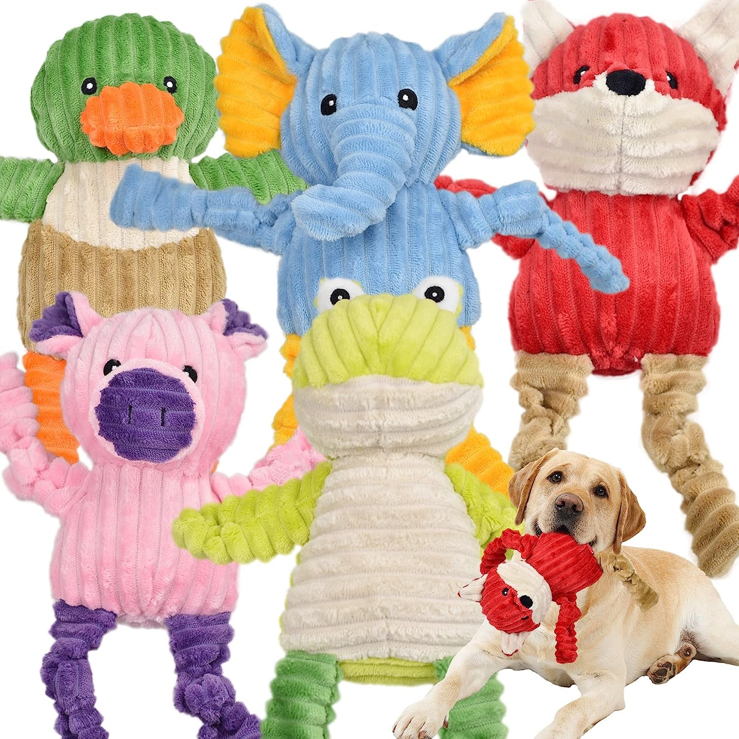 lechong-5-pack-tough-dog-toys-stuffed-squeaky-dog-toys-assortment-plush-animal-dog-toy-value-bundle-puppy-pet-dog-toys-for-small-medium-large-dogs