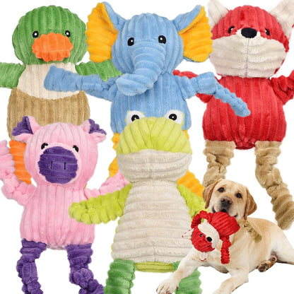 LECHONG 5 Pack Tough Dog Toys Stuffed Squeaky Dog Toys Assortment Plush Animal Dog Toy Value Bundle Puppy Pet Dog Toys for Small Medium Large Dogs1