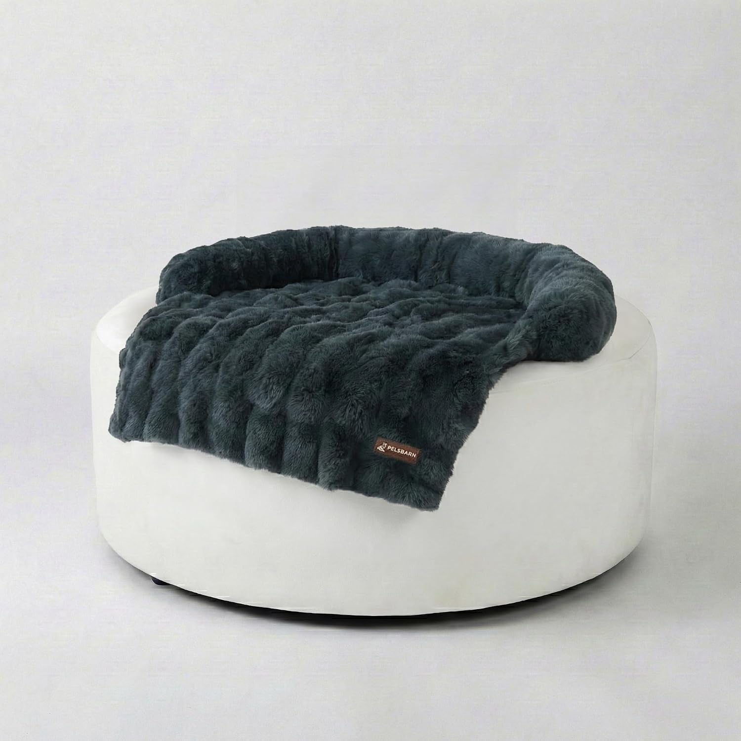 pelsbarn-dog-bed-for-couch-luxurious-sofa-bed-for-dogs-with-non-slip-oxford-bottom-faux-rabbit-fur-with-removable-cover-large-gray-33x33-in
