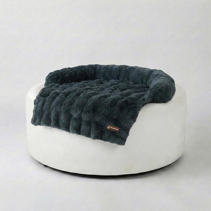 Pelsbarn Dog Bed for Couch, Luxurious Sofa Bed for Dogs with Non-Slip Oxford Bottom - Faux Rabbit Fur with Removable Cover, Large, Gray - 33X33 In10