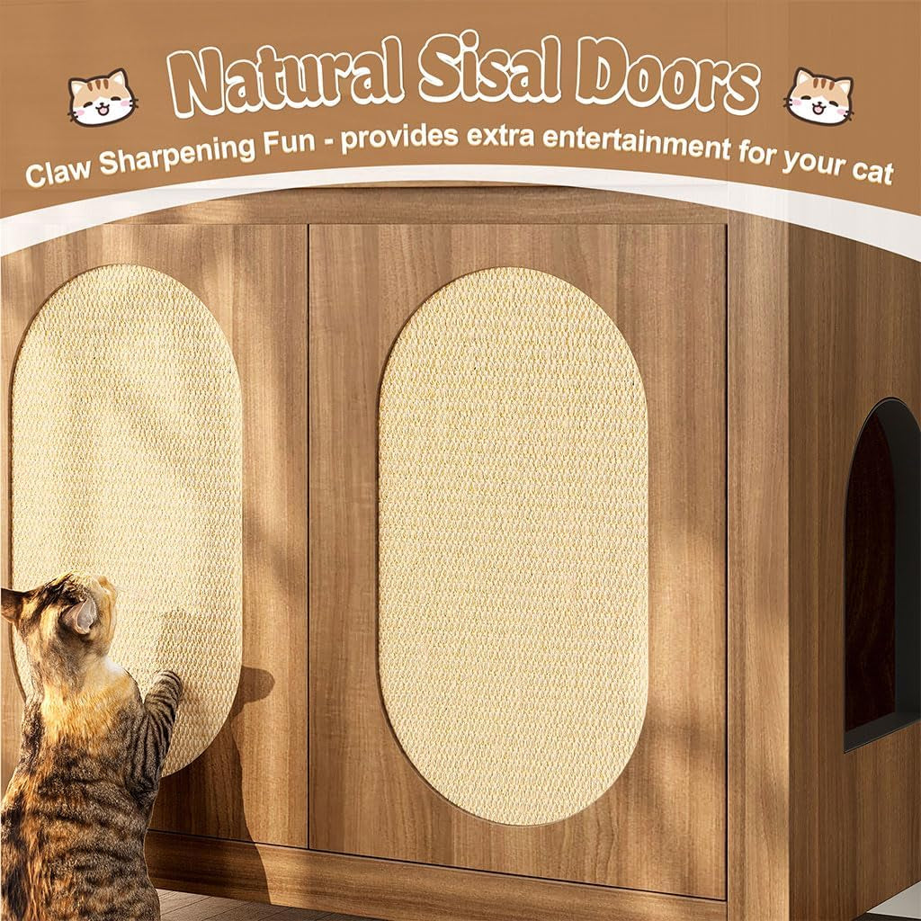 cat-litter-box-enclosure-furniture-hidden-litter-box-cabinet-cat-house-side-table-with-drawer-sisal-scratch-pads-wooden-pet-furniture-for-living-room-bedroom-brown