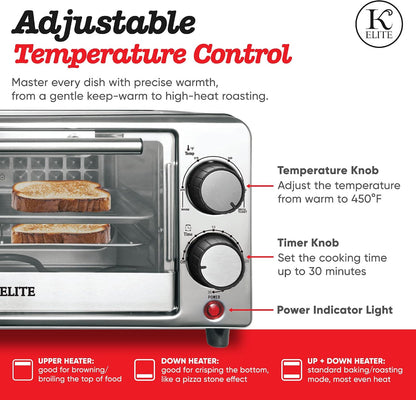 Toaster Oven, Compact Countertop Appliance with Bake Tray, Wire Rack, Adjustable Timer, and Temperature Control, Black6