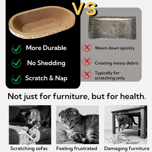 3 Pack Large Cat Scratcher Cardboard, Oval Cat Scratcher Bed Cat Scratch Pad Board Lounge Couch for Indoor Cats Bowl Shaped Cat Scratching Post Nest for Cats Grinding Claw Furniture Protector5