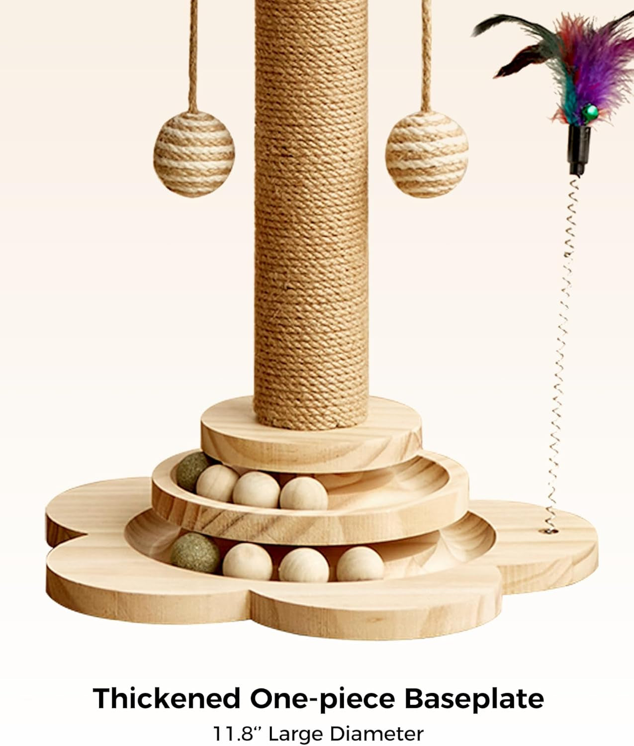 cat-scratching-post-for-kittens-4-in-1-wooden-cat-scratcher-toy-17-7-tall-scratch-post-with-2-level-cat-track-balls-interactive-feather-toy-and-2-sisal-hanging-balls-for-indoor-kittens