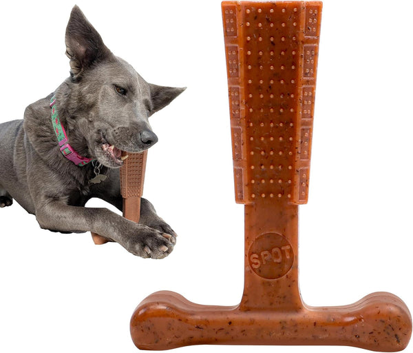 SPOT Bam-Bones plus T Bone – Bamboo Fiber & Nylon Dog Chew Toy for Moderate to Aggressive Chewers, Durable Long Lasting & Non-Splintering, Beef Flavor Toy for Adult Dogs & Puppies under 60 Lbs, 6 In1