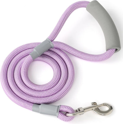 Mile High Life Dog Leash, 6FT X 1/2IN Pink, with Padded Handle | Heavy-Duty Nylon Rope Leash with Soft Handle & Steel Tips. Comfortable Grip for Daily Walks with Small to Large Dogs.10