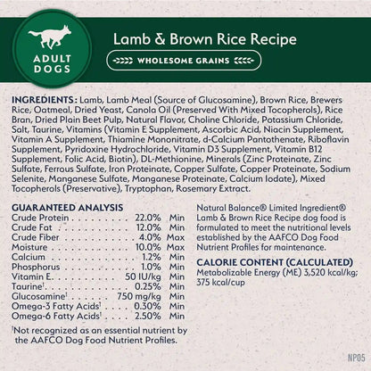 Natural Balance Limited Ingredient Adult Dry Dog Food - Complete Nutrition for Adult Dogs - Wholesome Grains Brown Rice Recipe - Limited Ingredient Formula - 24 Lb - Lamb & Brown Rice8