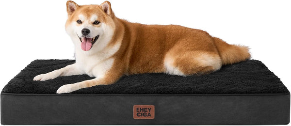 EHEYCIGA Orthopedic Dog Bed Large with Removable Washable Cover,Grey,41X27 | Egg Crate Foam Support,Durable Oxford Fabric,Non-Slip Bottom,Machine Washable,Soft Waterproof Plush Pet Bed Mat for Crate92