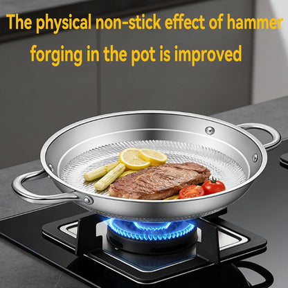 Titanium Hammered Pan, Upgrade Double Handle Non Stick Titanium Pans for Cooking, Ultra-Durable, Scratch-Resistant, Even Heating Frying Pans, Compatible with All Cooktops,With Lid,9.44In4