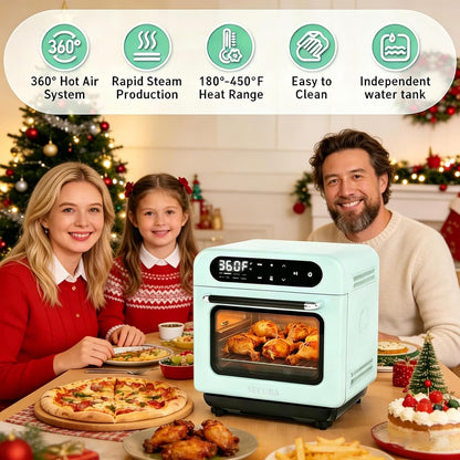 13-Quart Steam Air Fryer Oven, 10-In-1 Multifunction Convection Toaster Oven with Rapid Steam, Bake, Dehydrate, Ferment, Healthy Nutritious Food Steamer, Compact Countertop Oven, Mint Green3