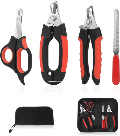 Dog Nail Clippers Trimmer Set, Quick Safety Guard to Avoid Over-Cutting, Stainless Steel Razor Sharp Blades, Sturdy Non-Slip Handles, Storage Case and Nail File, Professional Pet Grooming1