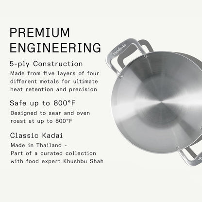 Made in Cookware - 10" Stainless Steel Kadai Pan - 5 Ply Stainless Clad - Professional Cookware - Induction Compatible2