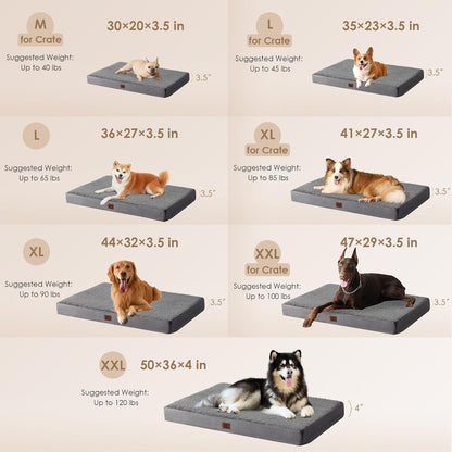 EHEYCIGA Orthopedic Dog Bed Large with Removable Washable Cover,Grey,41X27 | Egg Crate Foam Support,Durable Oxford Fabric,Non-Slip Bottom,Machine Washable,Soft Waterproof Plush Pet Bed Mat for Crate3