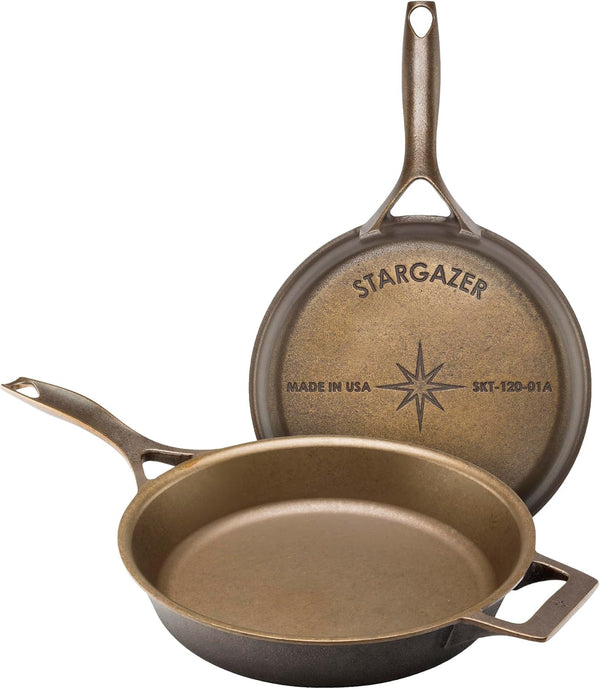 Stargazer 12-Inch Cast Iron Skillet | Made in USA, Seasoned, Premium Frying Pan for Grilling, Searing, Baking & More – Durable Cast Iron with Smooth Cooking Surface1