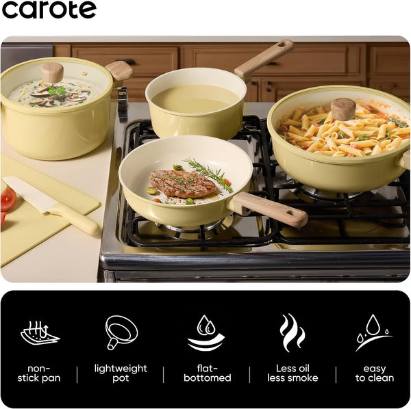 24Pcs Ceramic Cookware Set, Pots and Pans Non Stick Kitchen Cookware Sets, Pots and Pans Set Cooking Set with Knife Set5