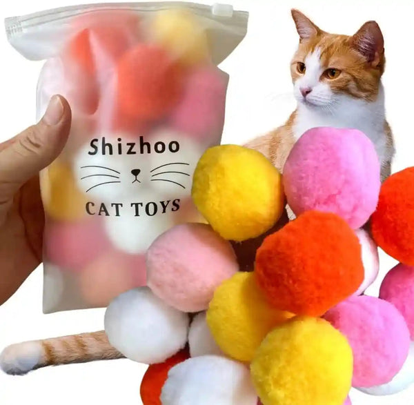 Premium Soft Pom Pom Balls for Kittens - Lightweight, Interactive, Assorted Colors - Plush Toy for Kitten Training and Play - Pet Products for Cats (1.2 Inches 30 Balls)12