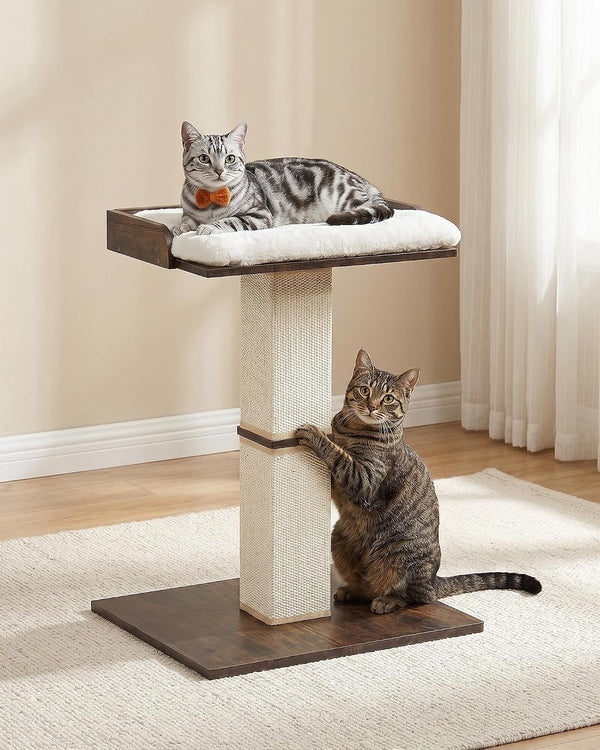 Retro Cat Scratching Post with Top Perch Bed for Indoor Cats | Removable & Washable Cushion, Small Morden Cat Tree, Cat Tower with Scratch Post, Natural Sisal, Retro-Style8