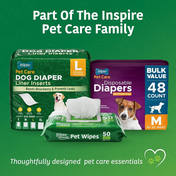Inspire Naturals Pet Wipes for Dogs and Cats 100% Natural Plant Based with Organic Antioxidants, Dog Wipe Cleaning Deodorizing | Cat Wipes | Puppy Wipes | Dog Wipes for Paws and Butt (200Ct - 4 Pack)8