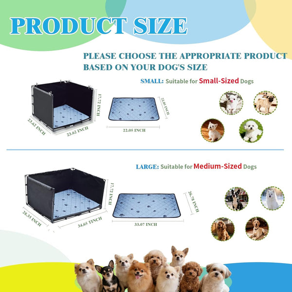 Dog Pee Pad Holder Tray with Washable Pee Pad - Foldable Indoor Potty Station for Small to Medium Dogs, 23.62"X23.62"X17.72",Portable & Reusable Litter Box with High Walls (Small)2