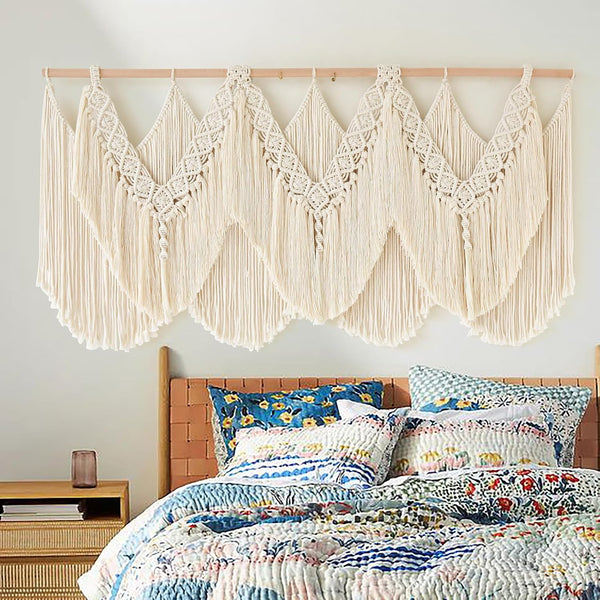 Macrame Wall Hanging Wedding Hanger Tassel Knotting Boho Decor 47"W*25"L | Cotton Rope, Bedroom Wall Art, Dorm Room Accent, Apartment Decor, Home Interior, Wedding Backdrop, Housewarming Gift2