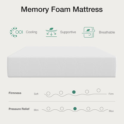 Twin Mattress, 6 Inch Twin Bed Mattress with Gel Memory Foam | Cooling Night Sleep & Pressure Relief, Certipur-Us Certified8