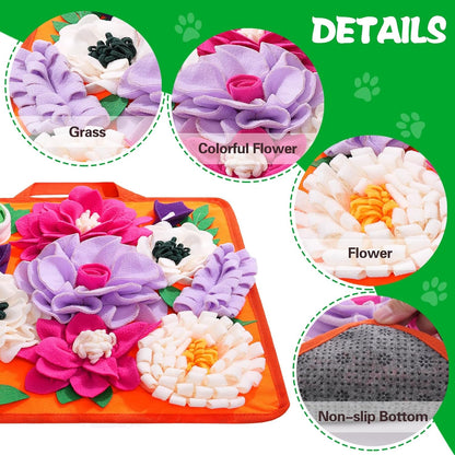 Snuffle Mat for Dogs,Dog Feeding Mat Sniff Mat Interactive Dog Puzzle Mat for Training and Stress Relief Encourages Natural Foraging Skills (Bright Orange)2