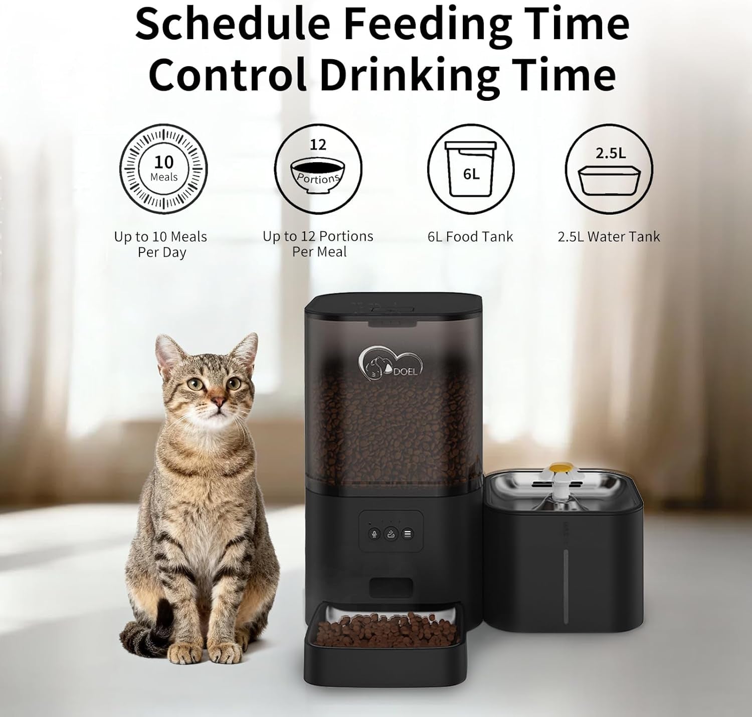doel-2-4ghz-wifi-automatic-cat-feeder-and-water-fountain-6l-24-cups-timed-dry-food-dispenser-for-2-5-weeks-with-app-remote-control-voice-for-small-medium-dog-puppy-kitten