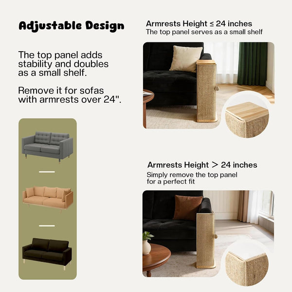 Wooden Couch Corner Cat Scratcher with Sisal Scratching Mat, Couch Cat Scratch Protector with Adjustable Buckles, Couch Corner Protectors for Cats, Cat Scratch Furniture Protector for Sofa4
