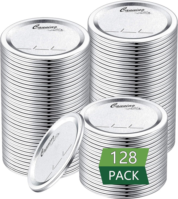 128-Count, Regular Mouth Canning Lids for Ball, Kerr Jars - Split-Type Metal Mason Jar Lids for Canning - Food Grade Material, 100% Fit & Airtight for Regular Mouth Jars1