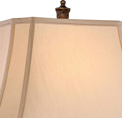 Leafwork 32 1/2" Table Lamp Large Bronze Brown Vase Cottage | Rectangular Shade Traditional Wood Living Room Bedroom Bedside Nightstand House Office Home Family Tan End6