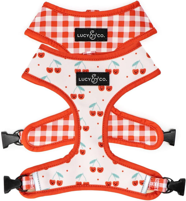 Lucy & Co. Reversible Dog Harness - Water-Repellent Neoprene, Dual-Print Design, Easy Swap Style, Adjustable Comfort Fit - Take a Bow Reversible Harness - Small28