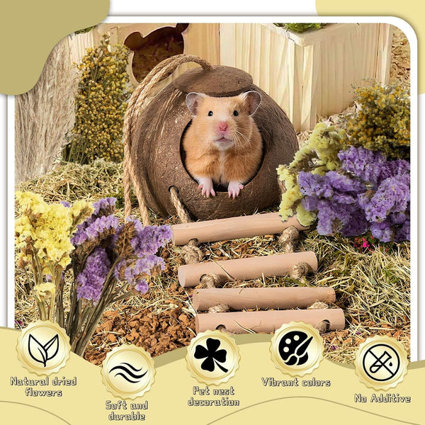 Sukh 47 Pcs Hamster Sprays - Natural Dried Flower and Herb Forage Mix | Sprays for Hamster Cage Accessories, Habitat Decor & Enrichment for Syrian Dwarf Hamsters, Gerbils, Guinea Pigs, Small Pets3