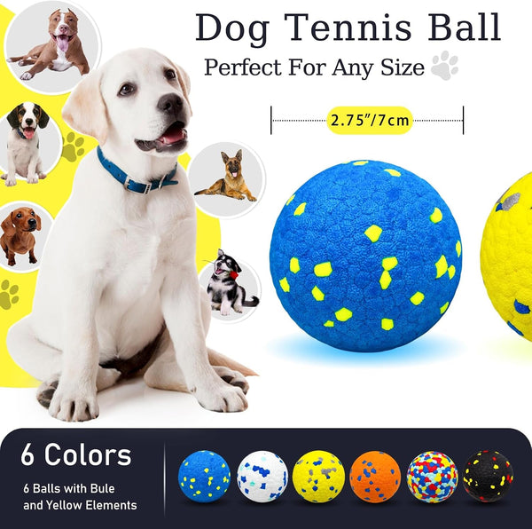 6 Pcs Dog Balls Tennis Ball for Aggressive Chewers Indestructible Dog Teething Chew Toys for Large Medium Small and Puppies, More Biting-Proof Atom.2