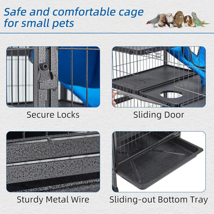 HABUTWAY 50''H Metal Small Animal Cages, Rolling Chinchilla Cage with Removable Ramps, Lagre Cage for Chinchillas/Guinea Pigs/Rabbit, Ferret Cages with Hammock & 5 Tiers, Black5